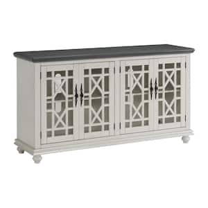 Elegant 63 in. White with Gray Top TV Stand for TVs up to 65 in.