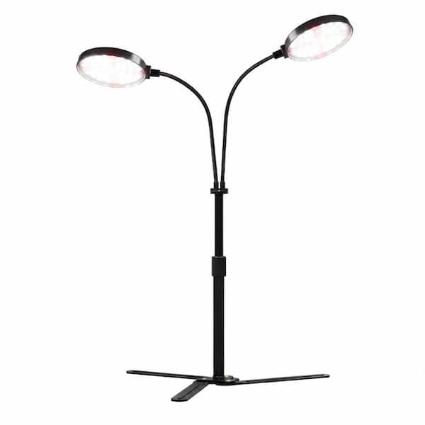 6000K Full Spectrum Dual Ring LED Grow Light with 9.8-16 in Height Adjustment and 4/8/12/18H Timer, Black