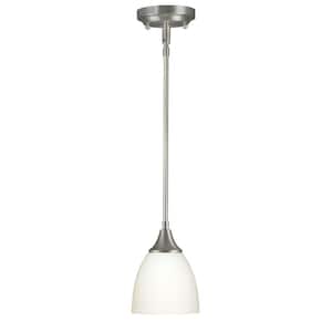 Carson 1-Light Brushed Nickel Mini Pendant with Satin Opal Glass