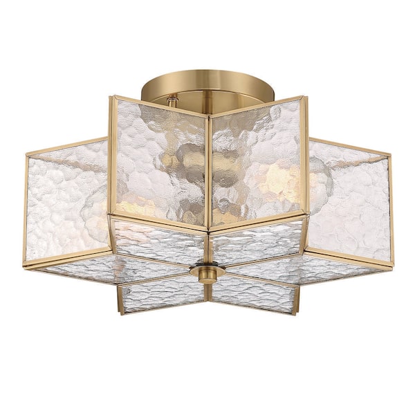 Vanity Art 16.14 in. 2-Light Gold Unique/Statement Star Semi Flush Mount