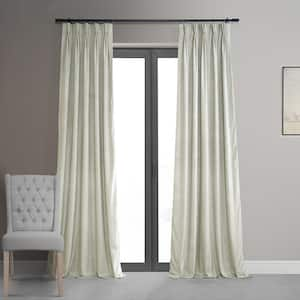 Signature Off White Velvet Blackout Curtain - 25 in. W x 84 in. L Pleated Curtains Single Panel