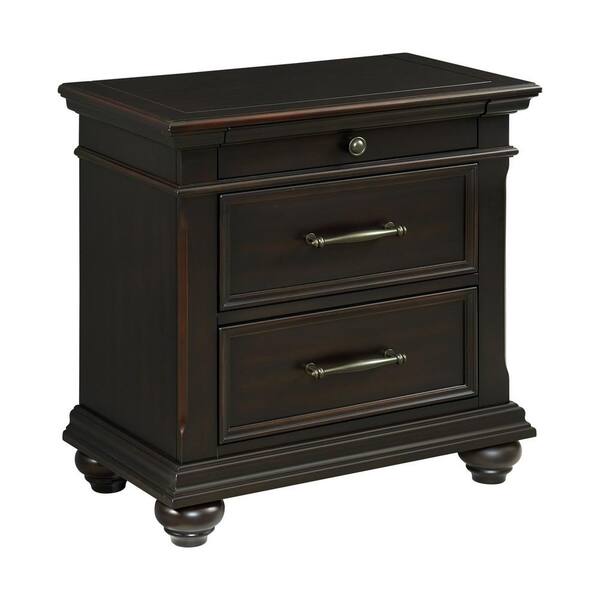 Picket House Furnishings Brooks 3Drawer Black Nightstand with USB Ports SR800NS The Home Depot