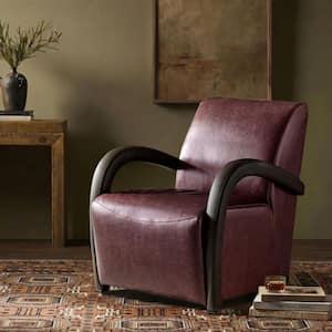 Morpheus Burgundy Modern Genuine Leather Arm Chair