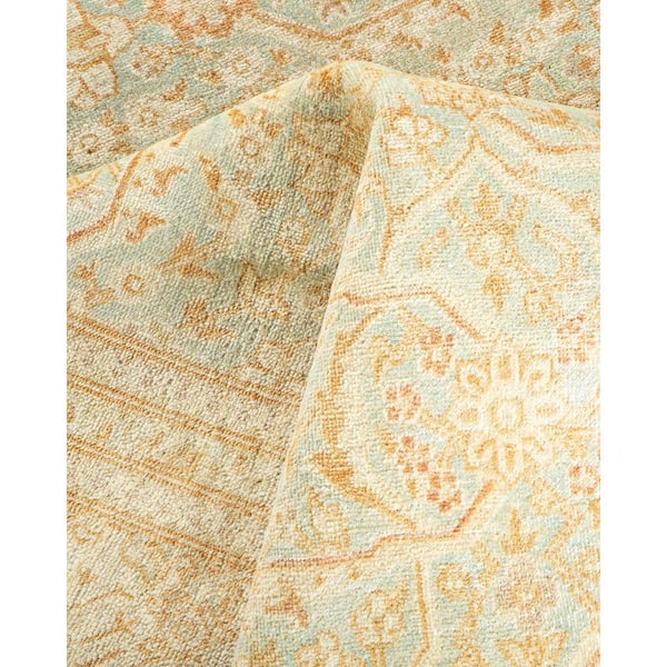 Mogul Light Blue 6 ft. x 9 ft. Oriental Wool Indoor Area Rug