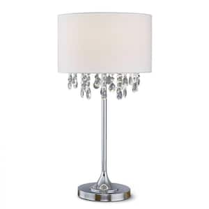 Florence 27 in. Chrome Finish Crystal Pendants Table Lamp