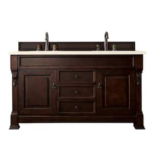 Brookfield 60 in. W x 23.5 in. D x 34.3 in. H Double Bath Vanity in Burnished Mahogany with top in Eternal Marfil