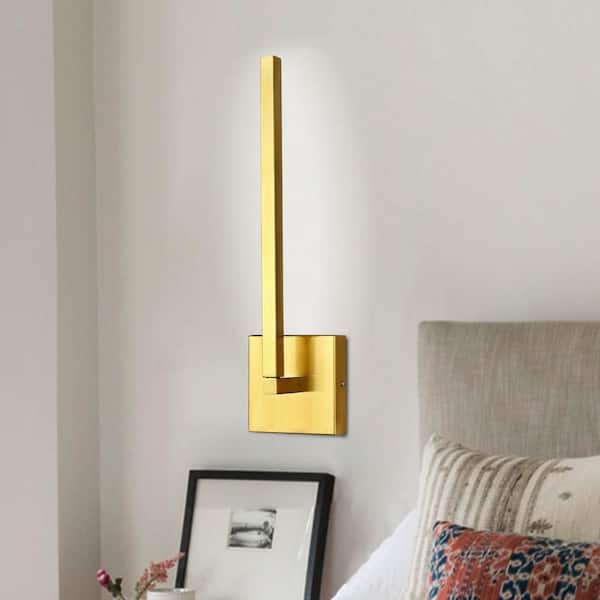 Henveton Wigston 4.52 in. Brass Gold Modern LED Wall Sconce, 12W Cool Light 5000K Wall Mount Light for Hallway, Bathroom, Bedroom