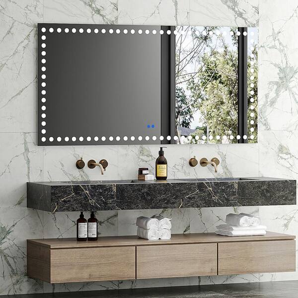 Miscool Anky 72 in. W x 36 in. H Rectangular Frameless LED Wall Mount Bathroom Vanity Mirror, Antifog Beauty Makeup Mirror