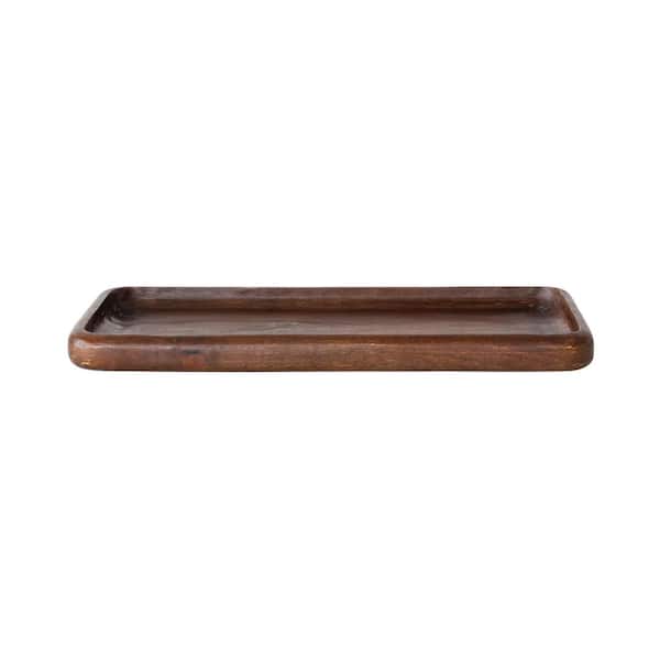 10 in. W x 1.5 in. H x 22 in. D Rectangle Espresso Brown Mango Wood Serving Tray