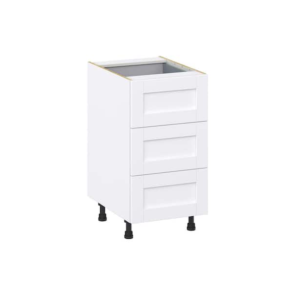 J COLLECTION Mancos Bright White Shaker Assembled Base Kitchen Cabinet with Drawers (18 in. W x 34.5 in. H x 24 in. D)
