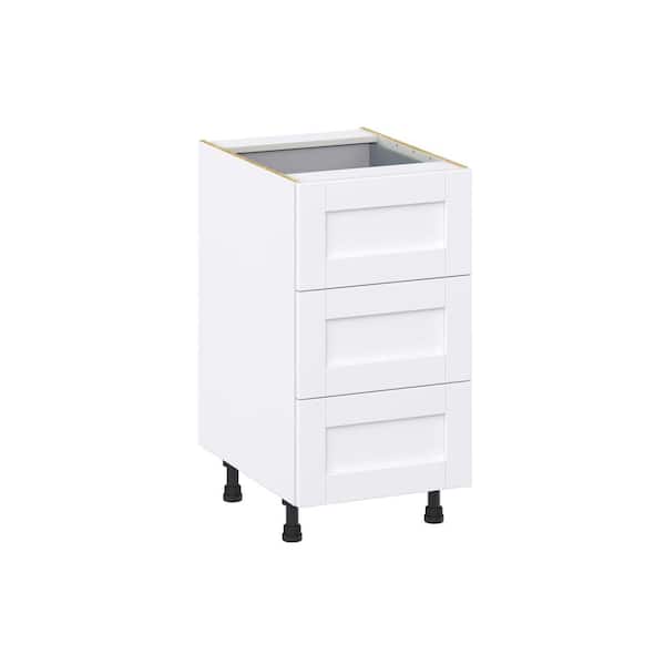J COLLECTION Milton 18 in. W x 24 in. D x 34.5 in. H Assembled Shaker Drawer Base Kitchen Cabinet in Bright White with 4 Drawers