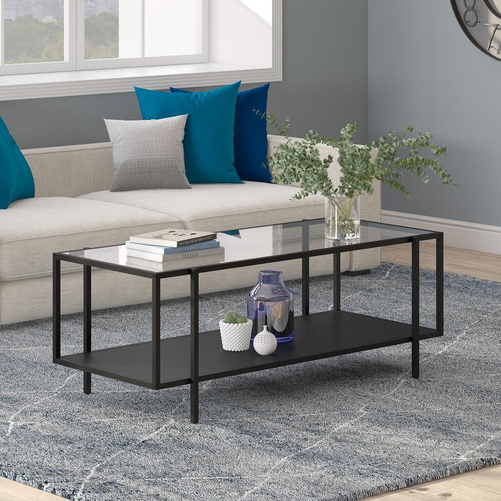 Mid-Century Blackened Bronze 45'' Glass Top Coffee Table
