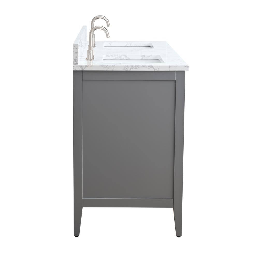 Cashmere Gray 60" Double Sink Bathroom Vanity with Marble Top