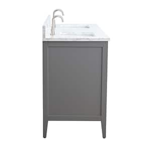 60 in. W x 22 in. D x 34 in. H Double Sink Bathroom Vanity Cabinet in Cashmere Gray with Engineered Marble Top in White