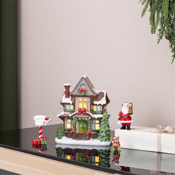 Glitzhome 7.5 in. H Christmas Lighted Resin Miniature House with