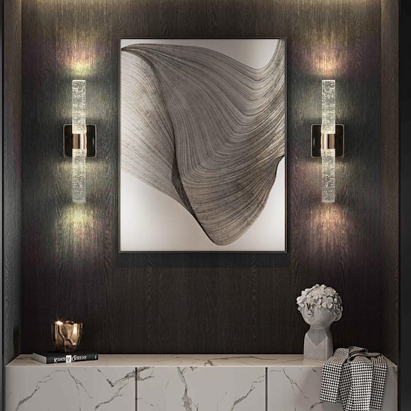 SNJ 17 in. 2-Light Gold Finish with Bubble Crystal Modern Wall