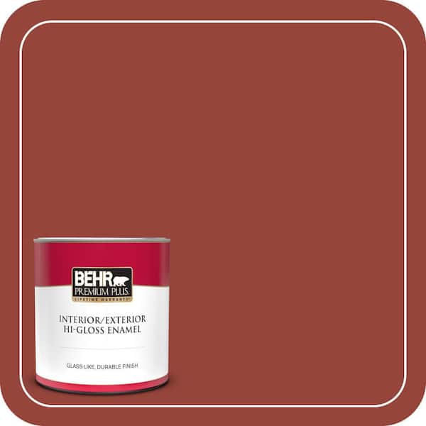 BEHR PREMIUM PLUS 1 qt. #PPU2-17 Morocco Red Hi-Gloss Enamel Interior/Exterior Paint & Primer