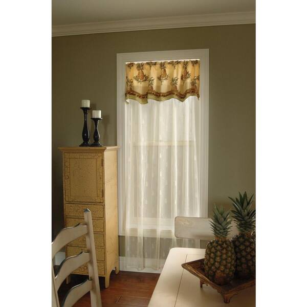 Heritage Lace Semi-Opaque Pineapple 63 in. L Polyester Valance in Ecru