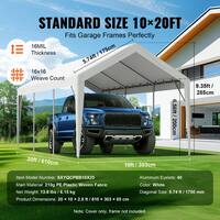 Carport Replacement Canopy Cover 10 ft. x 20 ft. Garage Top Tent Shelter Tarp Heavy-Duty Waterproof and UV Protected