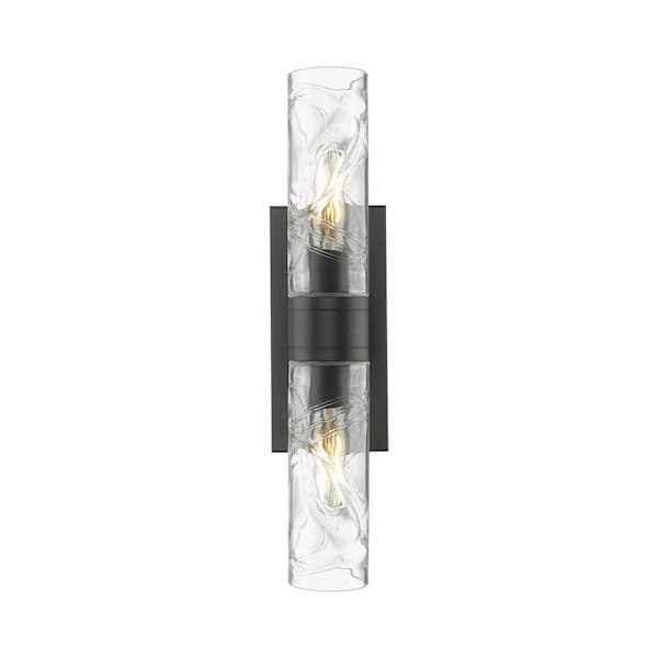 Innovations Ballston Urban 18 in. 2-Light Matte Black Vanity Light with Glass Shade