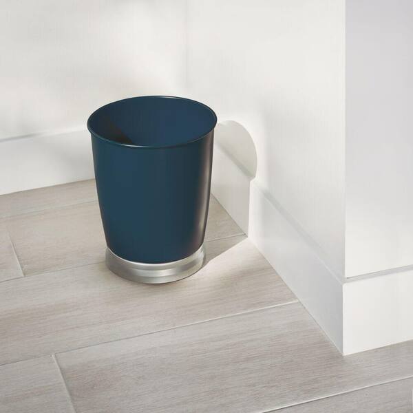 iDesign Bexley Waste Can in Matte Navy Blue and Satin Nickel 34552