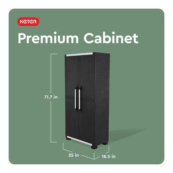 Premium One 35 in. W x 71.7 in. H. x 18.5 in. D 5-Shelf Resin Freestanding Cabinet in Black