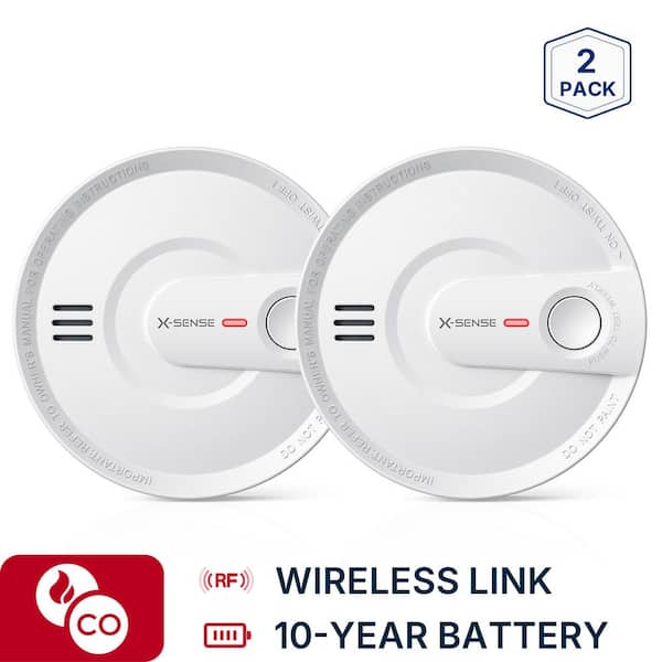 10-Year Battery Wireless Interconnected Smoke Detector with Photoelectric Sensor and LED Warning Light 2 Pack SD20-W