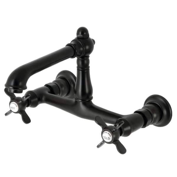 Kingston Brass Essex 2-Handle Wall-Mount Bathroom Faucets in Matte Black