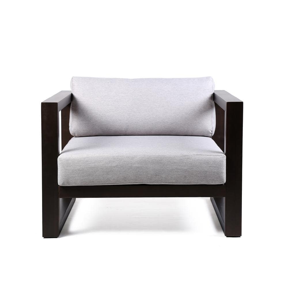 Paradise Dark Eucalyptus Wood Lounge Chair with Gray Cushions