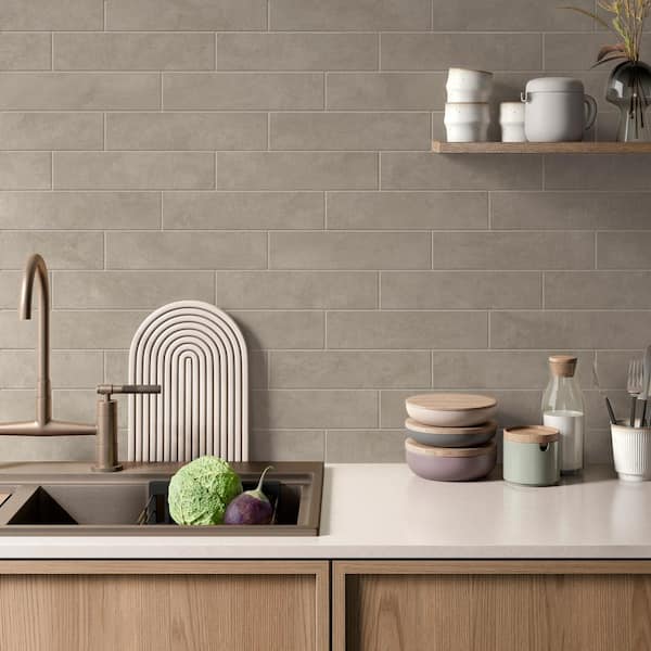 Urban Ash Matte 3 in. x 12 in. Solid Concrete Look Porcelain Floor and Wall Tile (3.39 sq. ft./Case)