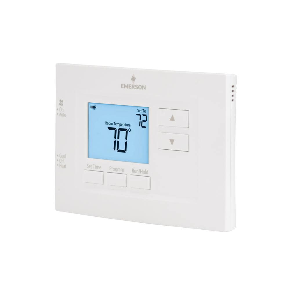 White Programmable Digital Heat Pump Thermostat with Mounting Hardware