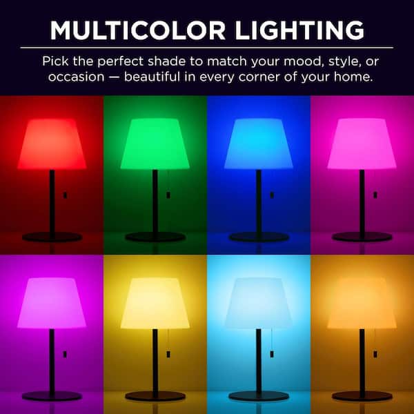 10 in. Black Waterproof RGBW Night Light Bulb Frosted Lamp with