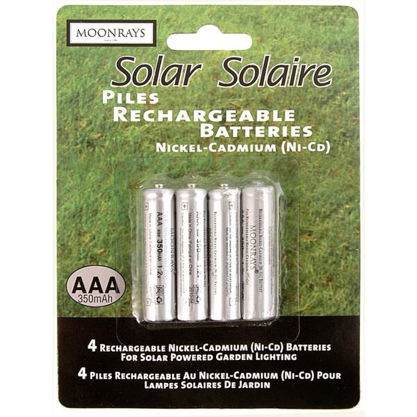 Moonrays Rechargeable 350 mAh NiCd AAA Batteries for Solar-Powered Units (4-Pack)