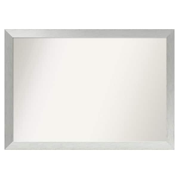 Amanti Art Brushed Sterling Silver 48 in. x 34 in. Custom Non-Beveled Wood Framed Bathroom Vanity Wall Mirror