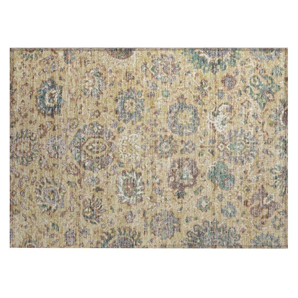 Chantille Machine Washable Indoor/Outdoor Abstract ACN2013 Gold 2 ft. x 3 ft. Accent Rug