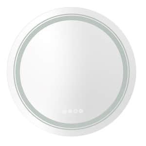 32 in. W x 32 in. H Large Round Frameless Anti-Fog RGB Colorful 11 Backlit Light Mode Wall Led Bathroom Vanity Mirror