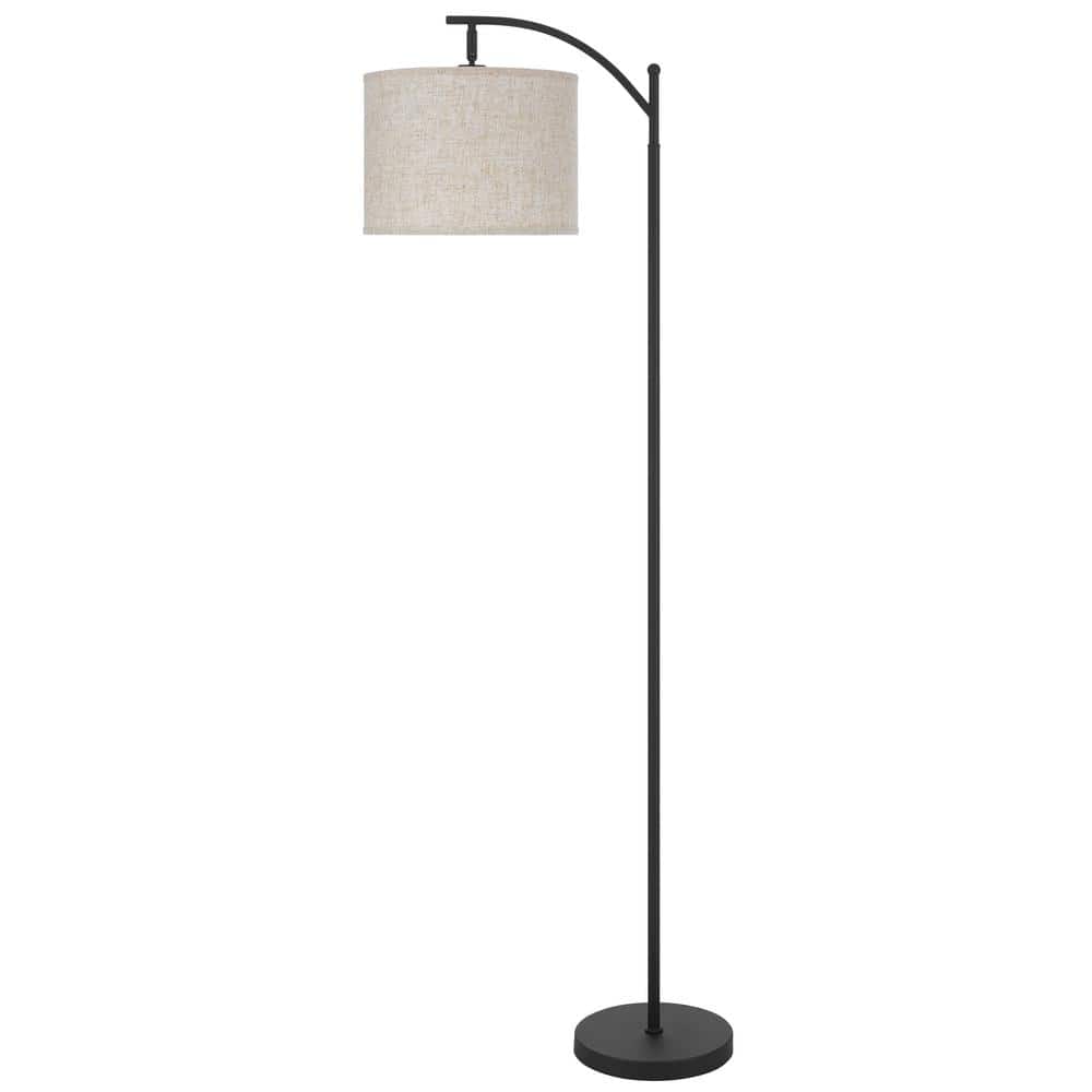 62.5 in. Black 1 Light Lantern Floor Lamp with Drum Shade