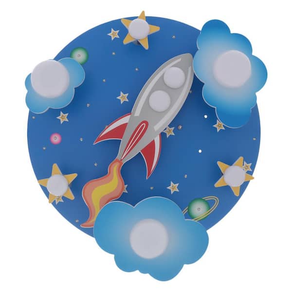 OUKANING 23.6 in. 8-Light Blue Creative Cartoon Universe Flush