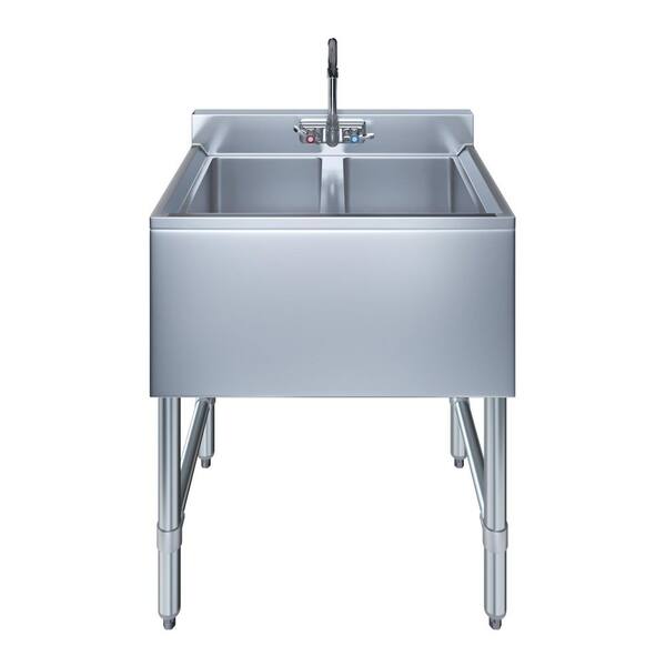 AMGOOD 18.75 x 14 Stainless Steel Under Bar Utility Sink with Faucet