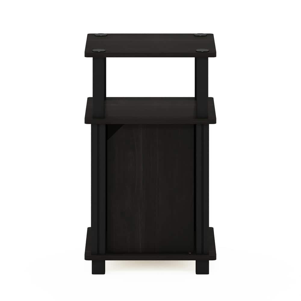 Espresso Black Square End Table with Storage and Rounded Edges