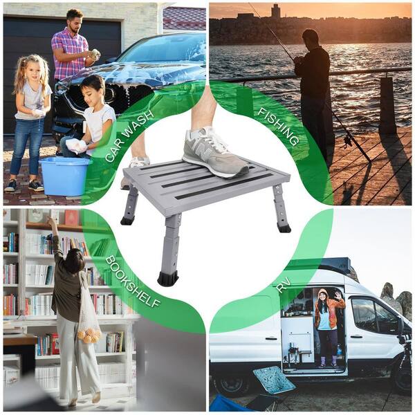 DEPSUNNY Adjustable Height Aluminum RV Step - Portable & Foldable Platform Stool