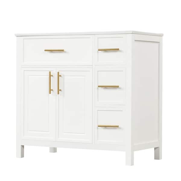 36 in. W x 18.3 in. D x 33.9 in. H Single Sink Freestanding Bath Vanity in White with White Ceramic Top