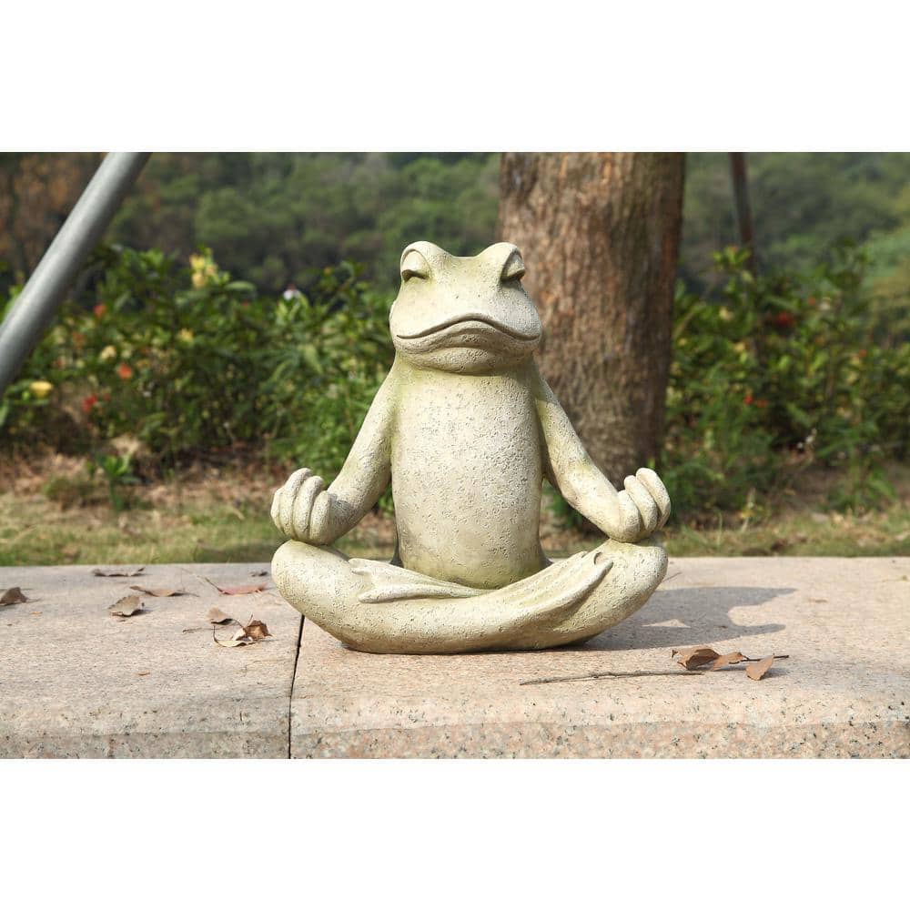 Zen Frog Polyresin Garden Statue in Lotus Position
