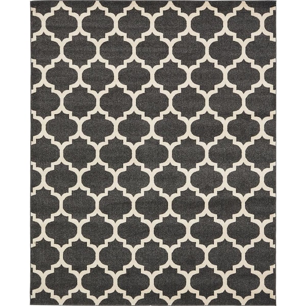 Unique Loom Trellis Philadelphia Black/Beige 8' 0 x 10' 0 Area Rug