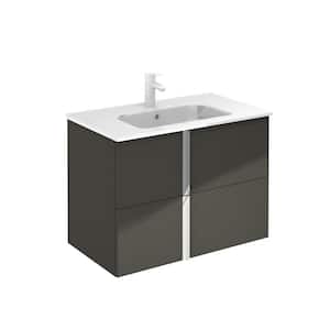 Onix 32 in. W x 18 in. D Bath Vanity in Anthracite with Ceramic Vanity Top in White