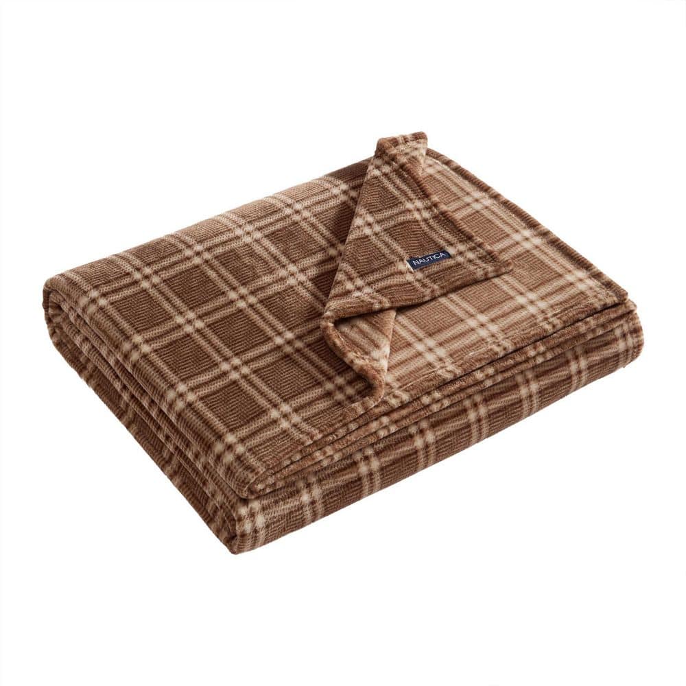 Declan Plaid 1-Piece Driftsand Beige/Brown Plush Fleece King Blanket price history on PriceWatchPro