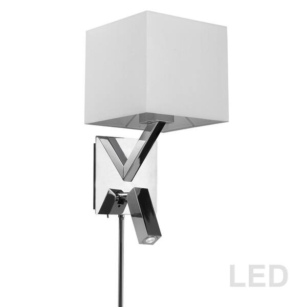 Dainolite 2-Lights Polished Chrome Wall (Task) with Fabric Shades