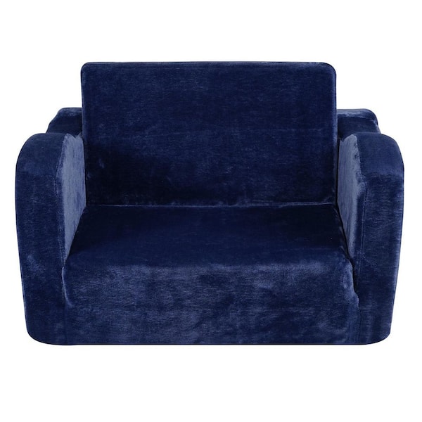 Kids Couch, 2-in-1 Toddler Chairs Comfy, Toddler Couch Sofa Bed Fold Out, Convertible Sofa to Lounger, Blue Cushion