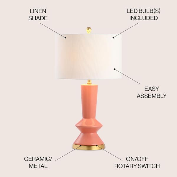 JONATHAN Y Ziggy 27 in. Coral/Brass Gold Ceramic/Metal