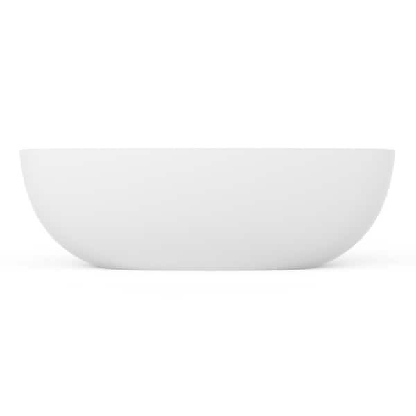 70.9 in. x 34.5 in. Soaking Freestanding Bathtub with Center Drain in Matte White Solid Surface for Modern Bathrooms